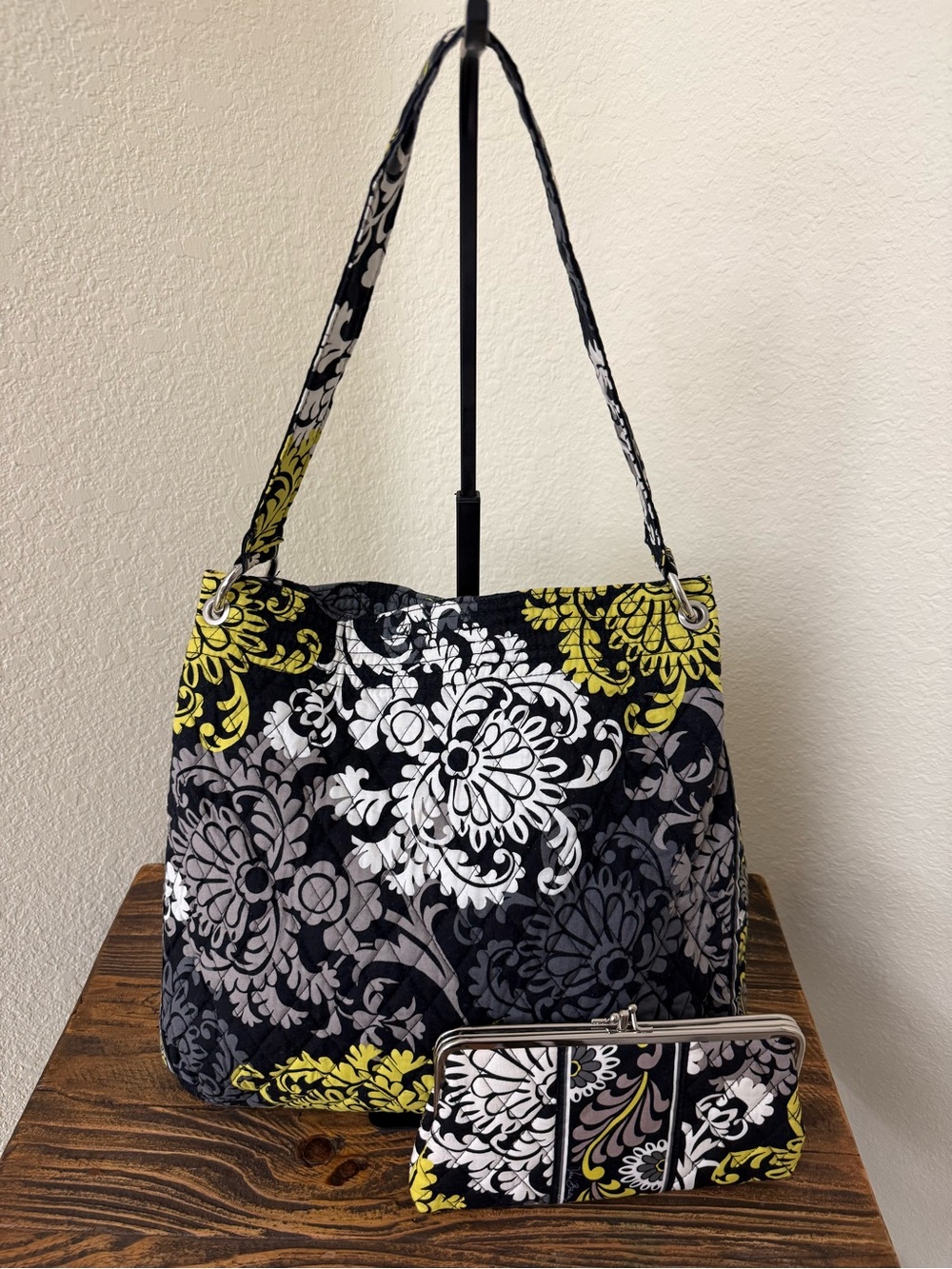 Vera Bradley Baroque Retired Pattern Hobo Shoulder Bag & Kiss Lock Wallet Set